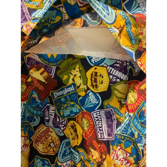 Disney Parks Disneyland Attraction Badges Mens Button-Up Shirt Medium Multicolor - Picture 5 of 7